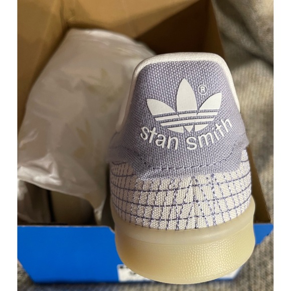 Adidas Stan Smith PrimeBlue Shoes Cloud White/Dust Purple NIB SZ 9.5 - Picture 12 of 15
